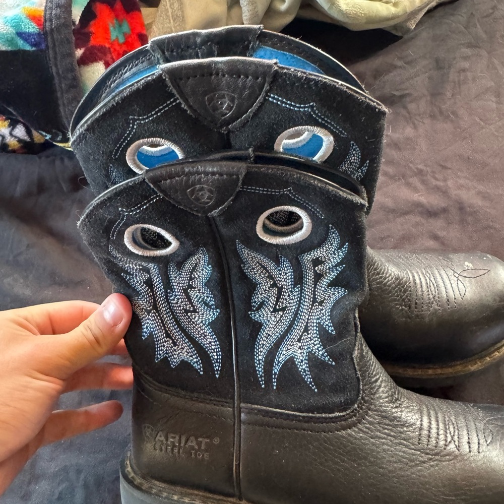 Ariat Black Boots with Blue Embroidery